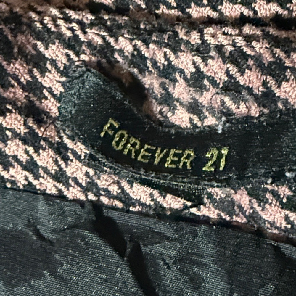 Pink Black Houndstooth Mini Skirt Pockets size Large‎ Forever 21 - Picture 4 of 10